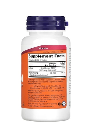 Now Foods, Folic Acid, 800 Mcg, 250 Tablet