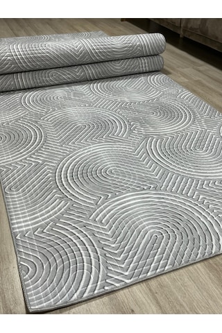 Arbese Gri Kaymaz Tabanlı Kesme Yolluk Kabartmalı Hol Koridor Mutfak Salon Halısı