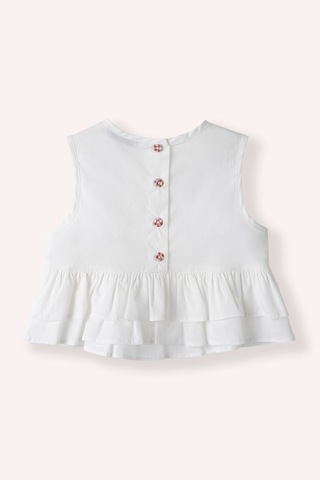 Kız Bebek Düğme Detaylı Fırfırlı Beyaz Bluz 7274476