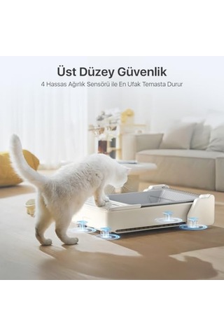 Ubpet Ucat C31 Açık Tasarımlı Akıllı Otomatik Kedi Tuvaleti Mobil Uygulama Kontrollü, Otomatik Temizleme, 38 Db Sessiz, Kum Sıçratma Önleyici Tente Hediyeli Açık Bej