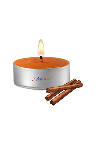 10 Lu Tarçın Kokulu Kahve Rengi Tealight Mum Kahverengi