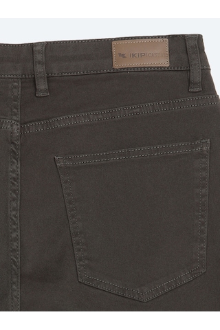 Kip Haki Düz Dokuma Slim Fit Spor Pamuk Karışımlı Pantolon
