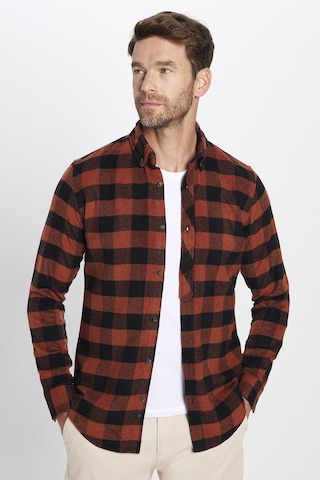 Tudors Erkek Slim Fit Dar Kesim Oduncu Düğmeli Yaka Kareli Kışlık Gömlek-32269 Çok Renkli