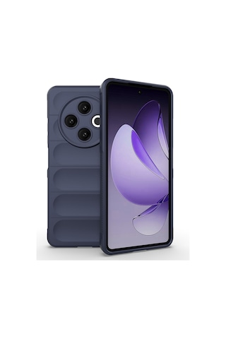 Tecno Spark 30 4g Kılıf Esnek Tpu Oyuklu Arka Yüzey Tasarımlı Zore Etnik Silikon Kapak Lacivert