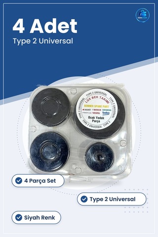 Lüks Ocak Bek Takımı Type 2 Universal 4 Adet Siyah Gaz Ocağı Beya