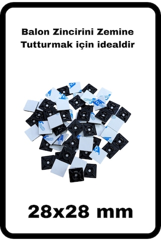 Yapışkanlı Krose Ve Bağlama Zinciri Seti Balon Zinciri Zemin Tutturma Seti 10 Adet Siyah