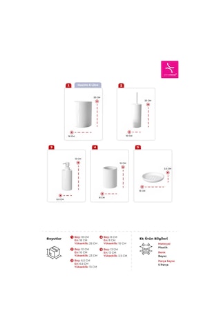 Flores 5'li Banyo Seti - Beyaz-7368