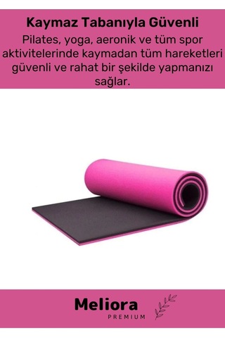 Taşıma Askılı Konfor Modeli Çift Taraflı Kaymaz Yoga Meditasyon Minderi Pembe Siyah Mat Çok Renkli