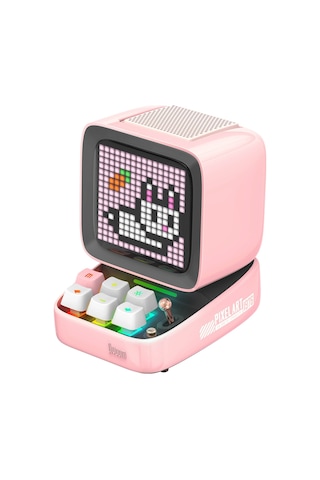Divoom Ditoo Pro Pembe Piksel LED Ekranlı Uygulama Kontrollü Akıllı Bluetooth Hoparlör