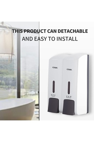 Dancemonkey 300ml 2 Duvar Tipi Abs El Sabunu Dispenser Şeffaf Pencere, Kilitli Giriş Tasarımı Ban Beyaz Beyaz