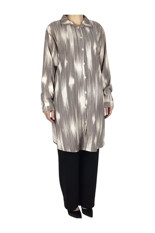 Kadın Önü Düğmeli Yakalı Kol Manşetli Gömlek Kahverengi