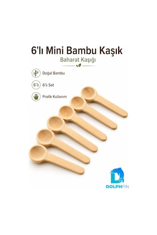6 Lı Mini Bambu Baharat Kaşığı Seti Doğal Ahşap Sunum Kaşığı