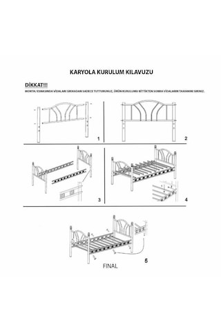 Reyo Pero Sultan Tek Kişilik Başlıklı Metal Beyaz Karyola Cibin