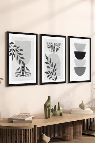 Artavessa 3 Parça Siyah Çerçeve Görünümlü MDF Poster Tablo Seti - Set 34