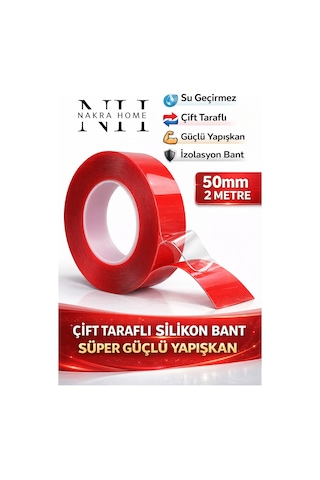 Çift Taraflı Silikon Bant İz Bırakmaz Şeffaf Bant Süper Güçlü Duvar Çerçeve Taşıyıcı 50 Mm X 2 M Çift Taraflı Silikon Bant İz Bırakmaz Şeffaf Bant Süper Güçlü Duvar Çerçeve Taşıyıcı 50 Mm X 2 M