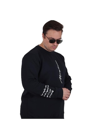 Starbattal Büyük Beden Bisiklet Yaka Sweat Double Face 25707 Lacıvert Lacivert