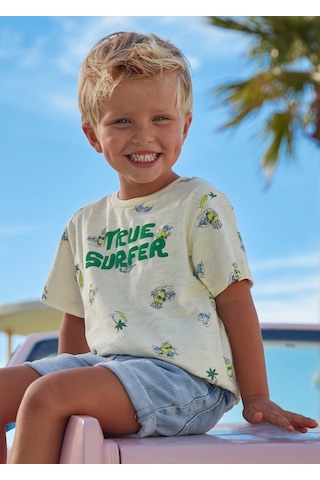 Mayoral Erkek Çocuk Baskılı Tshirt KREM