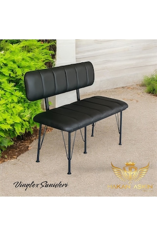 By Hakan Aşkın Siyah Metal Ayaklı Metal Alt Kasalı Sunideri Vinylexline Style 2025 Sırtlı Bench & Bank Siyah Deri Siyah Deri Sunideri