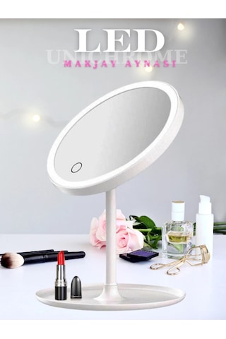 Dokunmatik Led Işıklı Usb Li Yuvarlak Masa Üstü Makyaj Aynası Makyaj Aynası Ledli Çok Renkli