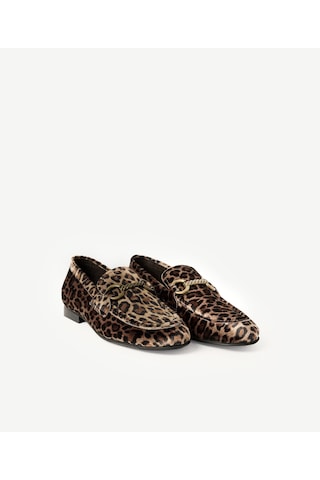 Yargıcı Leopar Baskılı Kadife İnce Tabanlı Loafer 26kkay4011x 018 Açık Kahve
