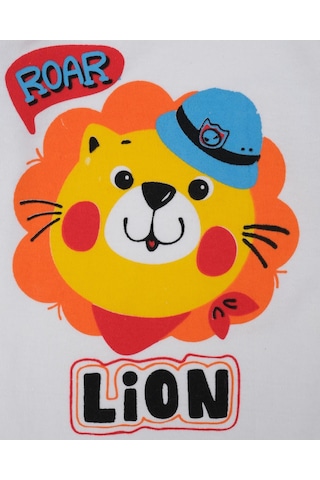Bebelop Lion Baskılı Uzun Kollu Çıtçıtlı Zıbın 001