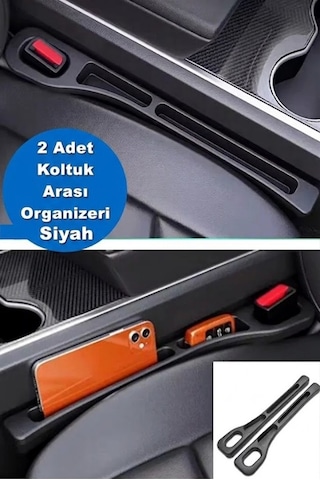 Mucit Home 2 Adet Araba Koltuk Arası Düşme Engelleyici Organizer Araç İçi Telefon Tutucu Siyah Renk