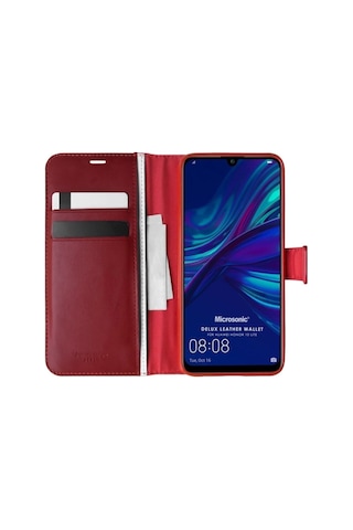 Huawei Honor 10 Lite Kılıf Standlı Kapaklı Korumalı Kırmızı Kırmızı
