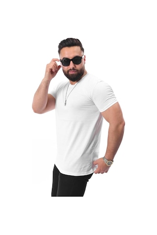 Mcz Giyim Beyaz Renk Bisiklet Yaka Düz Erkek T-shirt
