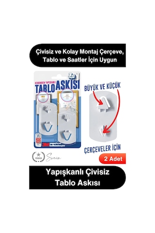 Tablobandı Yapışkanlı Çivisiz Tablo Askısı 3m Güçlü Duvar Askı Aparatı Çerçeve Resim Saat Dekorasyo Beyaz