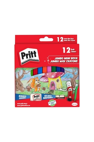 12'li Jumbo Üçgen Silinebilir Pastel Boya Mum Boya + Silgi Ve Kalemtıraş Hediyeli 103 Ivory