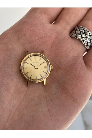 Eterna 23.7 Mm Deri Kordon 14k Altın Kadın Kol Saati 2.el