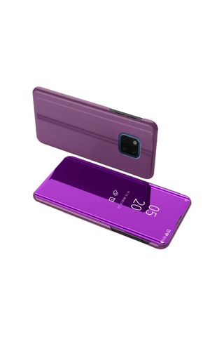 Huawei Mate 20 Pro Aynalı Kapaklı Lüx Kılıf Mor