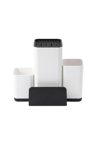 Bıçak Organizeri Ve Mutfak Gereçleri Düzenleyici Çok Bölmeli Kaymaz Tabanlı Modern Bıçaklık, Ahşap Ve Metal Bıçaklara Uygun Saklama Standı, Kaşık Spatula Ve Kepçe Düzenleyici 7009