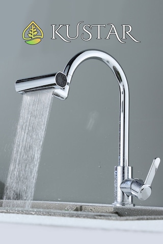 Kustar Şelale 4 Fonksiyonlu Krom Aç Kapa Mutfak Eviye Bataryası Tasarruf Yüksek Tazyik Yağmur Şelale Modlu