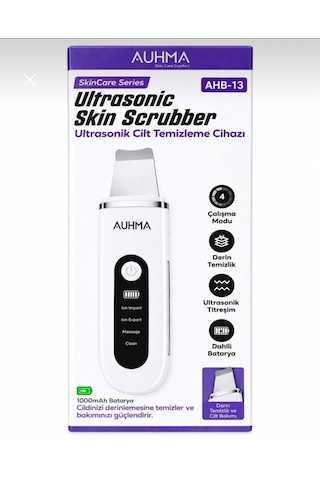 Auhma Ahb-13 Ultrasonik Cilt Temizleme Cihazı 4 Modlu İyon Teknolojili Siyah Nokta & Gözenek Temizleyici Yüz Masaj Aleti