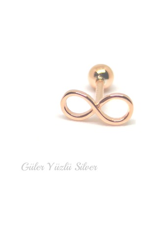 İthal Sonsuzluk Gümüş Tragus Pıercıng - Altın Kaplama Sarı Beyaz