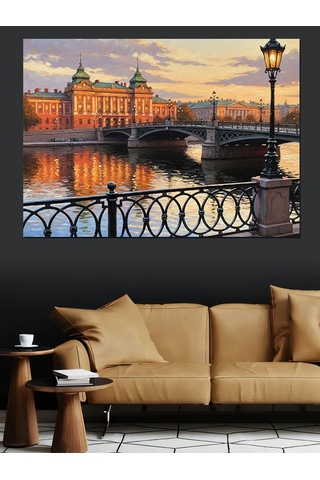 Avrupa Şehri Tarihi Manzara Dekoratif Kanvas - Mdf Ahşap Tablo