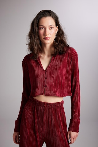 Holly Lolly Crop Model Düğme Kapamalı Comfy Crop Gömlek Bordo