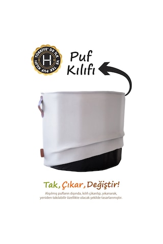 Yıkanabilir Puf Tabure Kılıfı Tak-çıkar-değiştir-yenile Orta Sehpa Kılıfı By Meek Gri Diğer