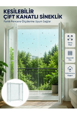 Kesilebilir Çift Kanatlı Pencere Sinekliği Dayanıklı File