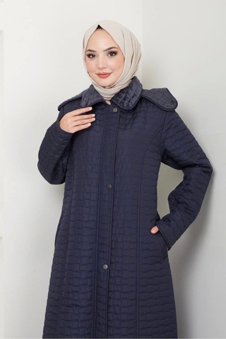 İçi Kürklü Tam Boy Kaban Mont - Lacivert / M0102 Lacivert