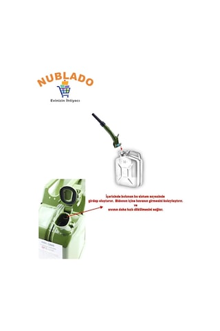 20 Litre Metal Benzin Bidonu 2 Li Set Sızdırmaz Kapaklı Akıtma Aparatlı Dayanıklyakıt Taşıma Bidonu