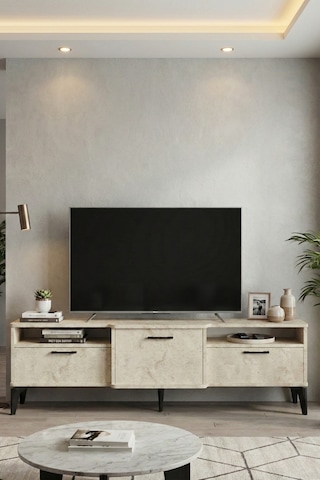 Mistral Tv Sehpası Suntalam Ekru 160x40 Cm Siyah
