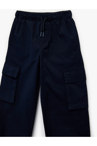 Koton Gabardin Kumaş Beli Lastikli Bağlamalı Cep Detaylı Kargo Pantolon Lacivert 6skb40112tw Lacivert