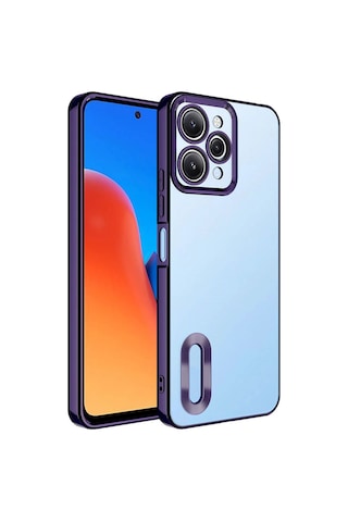 Xiaomi Redmi 12 Kılıf Kamera Korumalı Logo Gösteren Zore Omega Kapak Derin Mor