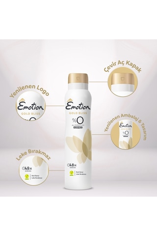 Emotion Kadın Vegan Deodorant 4x150 Ml Romance,breeze, Gold Bliss & Joyous Hızlı Kurur, Leke Bırakmaz