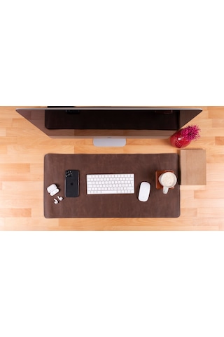 Still & Silent Saddle Brown Gerçek Deri Desk Mat Apple Uyumlu MacBook Altlığı