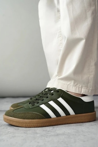 Muggo Jabbar Unisex Ortopedik Günlük Garantili Bağcıklı Yürüyüş Koşu Sneaker Spor Ayakkabı Haki