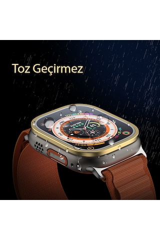 Apple Uyumlu Watch Ultra 49mm Metal Çerçeveli Ekran Koruyucu