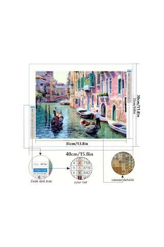 5d Elmas Boyama Kiti Venedik Manzarası Yuvarlak Taşlı Çerçevesiz Elmas Sanatı Dıy Duvar Dekoru